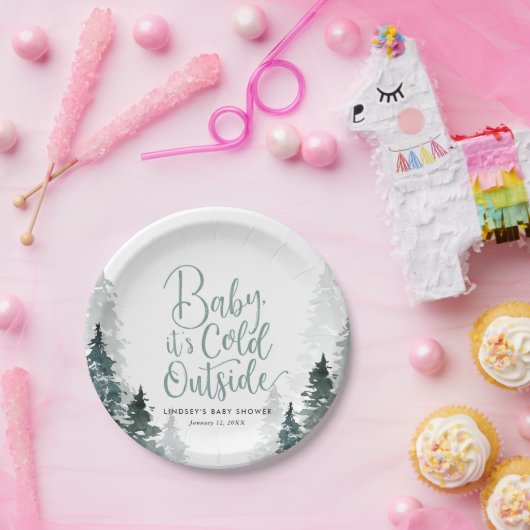 Assiettes En Carton Baby shower forestier d'hiver (Fête)