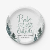 Assiettes En Carton Baby shower forestier d'hiver (Devant)