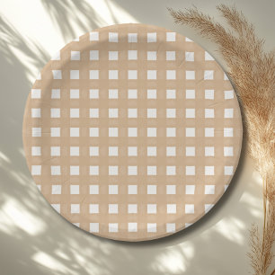 Assiettes En Carton Baby shower forestier En vichy neutre