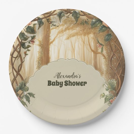 Assiettes En Carton Baby shower forestier enchanté (Devant)