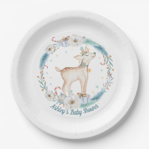 Assiettes En Carton Baby shower forestier hivernal mignon