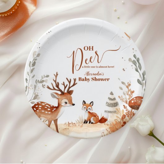 Assiettes En Carton Baby shower forestier Oh Deer Forest