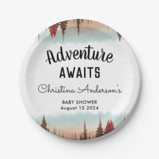 Assiettes En Carton Baby shower forestier rustique