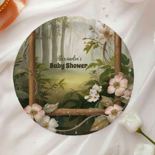 Assiettes En Carton Baby shower forestier rustique