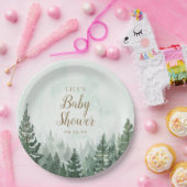 Assiettes En Carton Baby shower forestier rustique de pins (Fête)