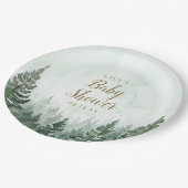 Assiettes En Carton Baby shower forestier rustique de pins (Angle)
