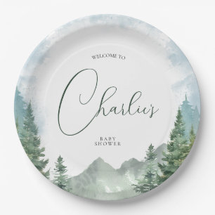 Assiettes En Carton Baby shower forestier Watercolor