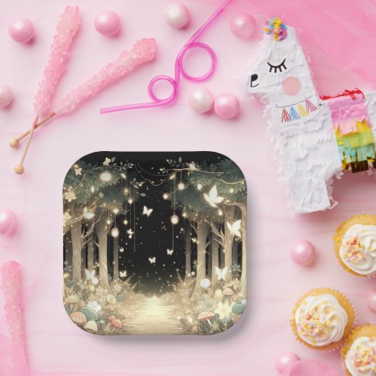 Assiettes En Carton Baby shower Forêt Enchantée Magique (Fête)