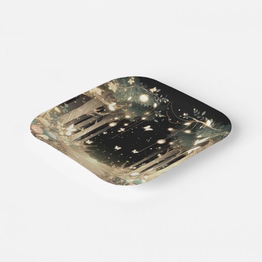 Assiettes En Carton Baby shower Forêt Enchantée Magique (Angulaire)