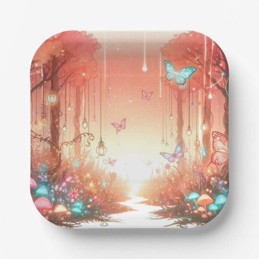 Assiettes En Carton Baby shower Forêt Enchantée Moderne (Recto)