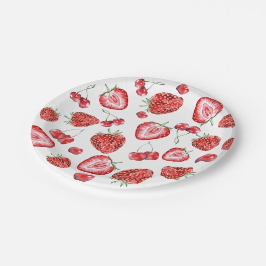 Assiettes En Carton Baby shower fraise Berry Rouge (Angle)