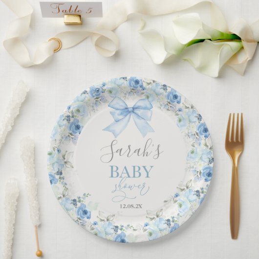 Assiettes En Carton Baby shower Garçon avec arc (Mariage)