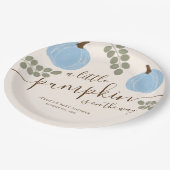 Assiettes En Carton Baby shower garçon d'automne de Citrouille bleu mo (Angle)