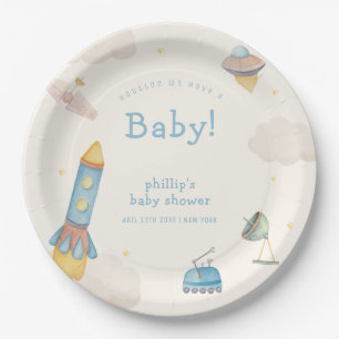 Assiettes En Carton Baby Shower Garçon Fusée Espace Bohème