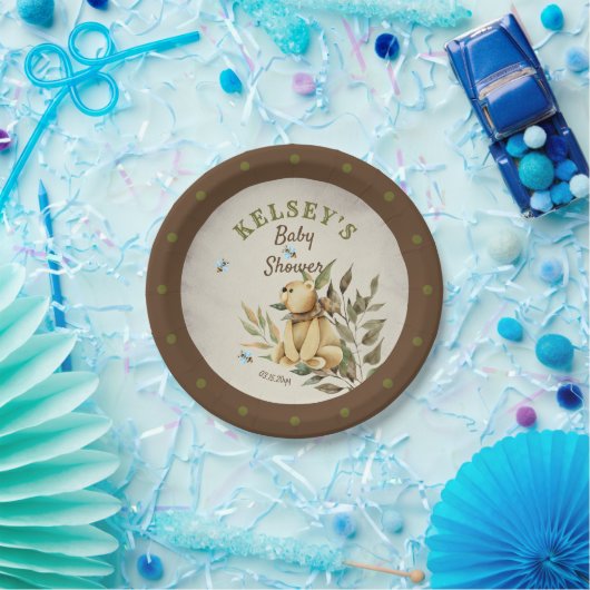 Assiettes En Carton Baby shower garçon mignon de l'ours en peluche en (Fête)