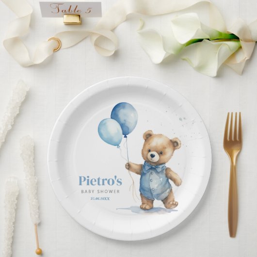 Assiettes En Carton Baby shower Garçon Teddy Bear (Mariage)