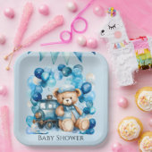 Assiettes En Carton Baby shower Garçon Teddy Bear Blue Train (Fête)