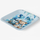 Assiettes En Carton Baby shower Garçon Teddy Bear Blue Train (Angulaire)