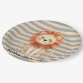 Assiettes En Carton Baby shower garçon tendance Lion Stripes (Angle)