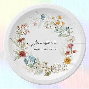 Assiettes En Carton Baby shower Garden Florals 7 po coloré
