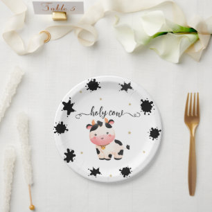 Assiettes En Carton Baby Shower Genre Neutre Bohème Vache