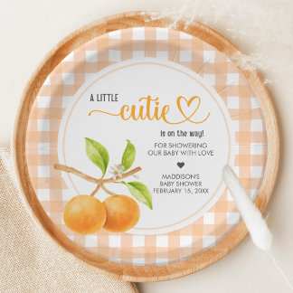 Assiettes En Carton Baby shower Gingham Orange