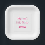 Assiettes En Carton Baby shower Girls Pink Personnalisé Nom Élégant 20<br><div class="desc">Conçu avec le modèle texte pour le nom monogramme et les détails en rose,  c'est parfait pour les baby showers ou vous pouvez customiser le texte pour convenir à un autre événement. Vous pouvez modifier la couleur ou les polices de l'arrière - plan comme vous le souhaitez.</div>