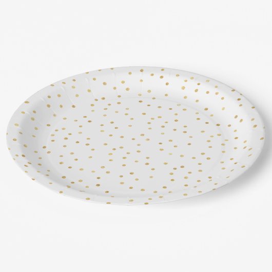 Assiettes En Carton Baby shower Glitzy Gold Confetti (Angle)