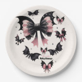 Assiettes En Carton Baby shower gothique d'Halloween rose (Devant)