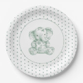 Assiettes En Carton Baby shower Green Elephant Polkadot (Devant)