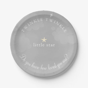 Assiettes En Carton Baby shower gris de Twinkle Little Star