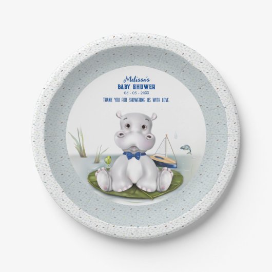 Assiettes En Carton Baby shower hippo (Devant)