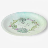 Assiettes En Carton Baby shower hydrocoloré Succulents (Angle)