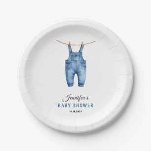 Assiettes En Carton Baby-Shower Jean Bleu - Thème Denim