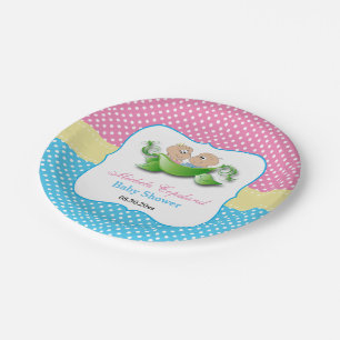 Assiettes En Carton Baby shower jumeau - deux pois dans une cosse