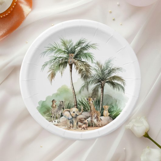 Assiettes En Carton Baby shower Jungle Safari Animaux