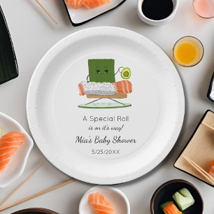 Assiettes En Carton Baby shower Kawaii : Thème de roulis en Sushi et S