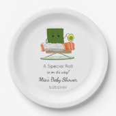 Assiettes En Carton Baby shower Kawaii : Thème de roulis en Sushi et S (Devant)
