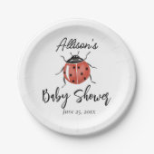 Assiettes En Carton Baby shower Ladybug mignon (Devant)