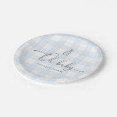 Assiettes En Carton Baby shower lapin En vichy bleu (Angle)