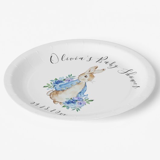Assiettes En Carton Baby shower lapin lapin Blue Peter (Angle)