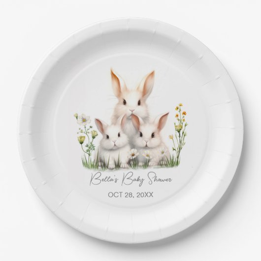 Assiettes En Carton Baby shower lapin neutre pour les femmes (Devant)