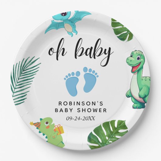 Assiettes En Carton Baby shower Little Dino (Devant)