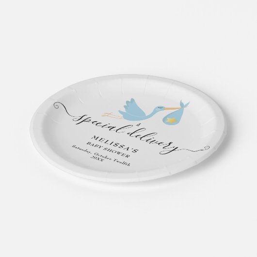 Assiettes En Carton Baby shower Livraison spéciale Stork Star Sprinkl (Angle)