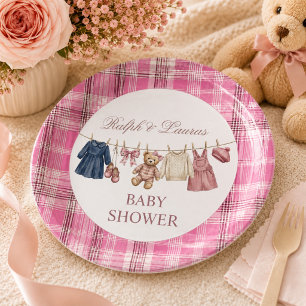 Assiettes En Carton Baby Shower Luxe Prépa Rose Ours