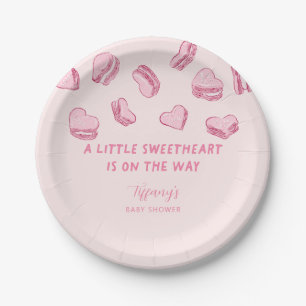 Assiettes En Carton Baby shower Macarons petit coeur rose amoureux