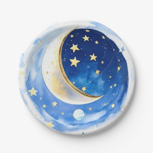 Assiettes En Carton Baby shower Magique Starry Night Boy (Devant)