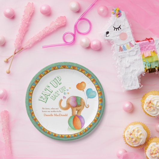 Assiettes En Carton Baby shower manger à l'assiette d'art d'éléphant d (Fête)