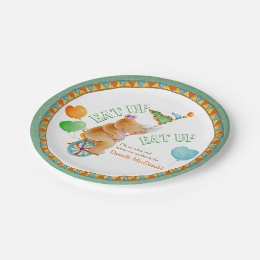 Assiettes En Carton Baby shower manger cirque monocycle rhinocéros pla (Angle)