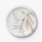 Assiettes En Carton Baby Shower Mariage au Ruban Blanc (Devant)